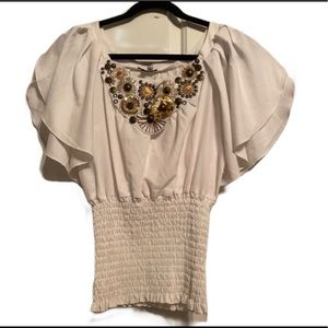 Xoxo White w/bronze Sequins Top